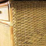 Mid-century italian bamboo, rattan and teak desk, 1960s
