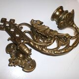 2x Art Nouveau Swivel Arm Piano or Wall Candle Holders Brass Dragon Griffin