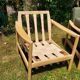 Pair of vintage 1970s armchairs in new fabric