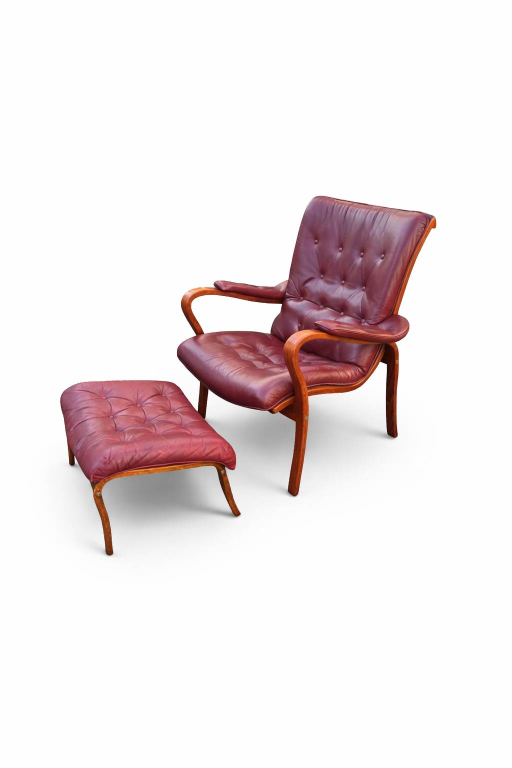 Scandinavian armchair with footrest