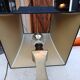 Bronze lamp and dark brown fabric shade