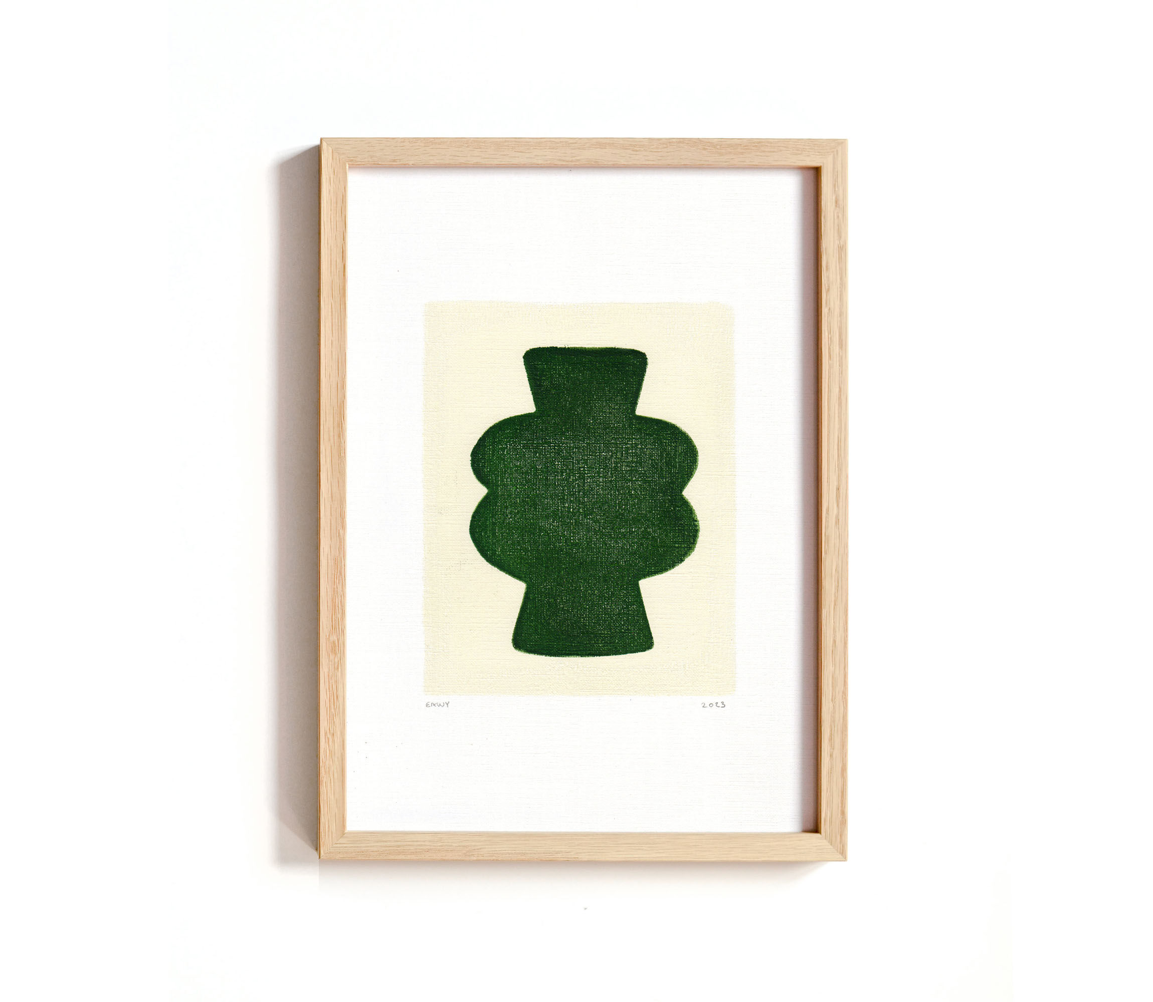 Duo of paintings on paper - pow and mood - dark green - signed eawy