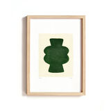 Duo of paintings on paper - pow and mood - dark green - signed eawy