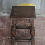 Antique wooden stool in Elizabethan English style, occasional stool