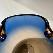 Blue and amber Murano glass ashtray/trinket dish 1960-70