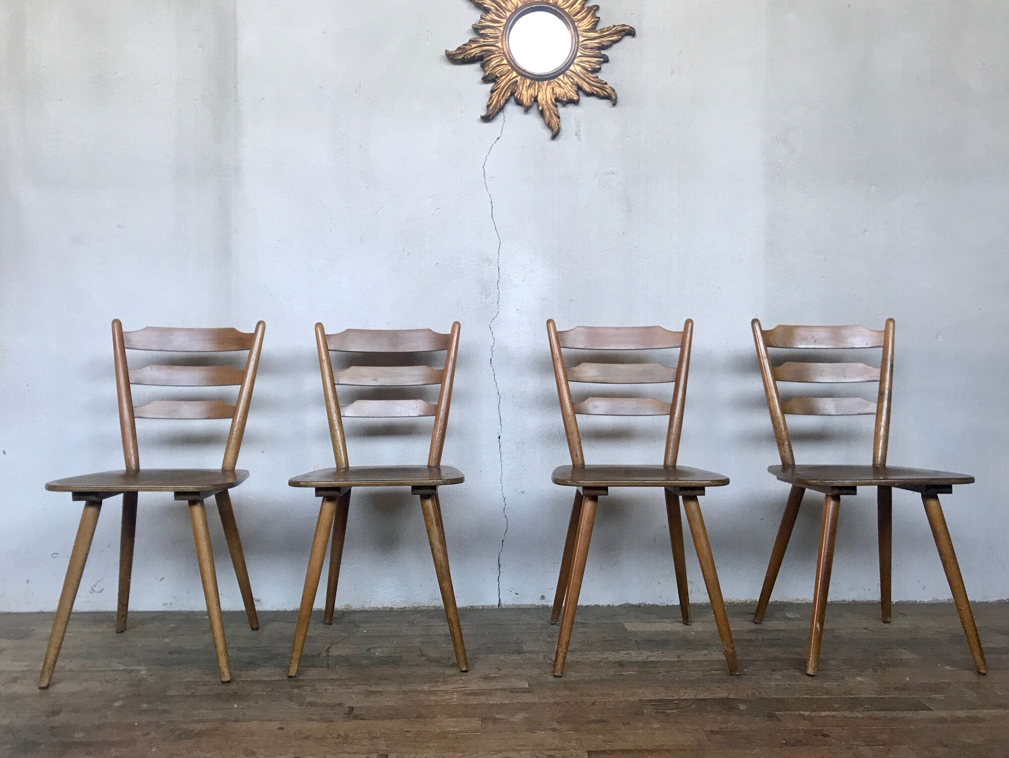 Series of 20 Scandinavian chairs or vintage wooden bistro