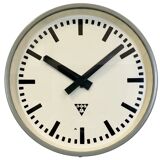 Industrial grey factory wall clock from pragotron, 1960s