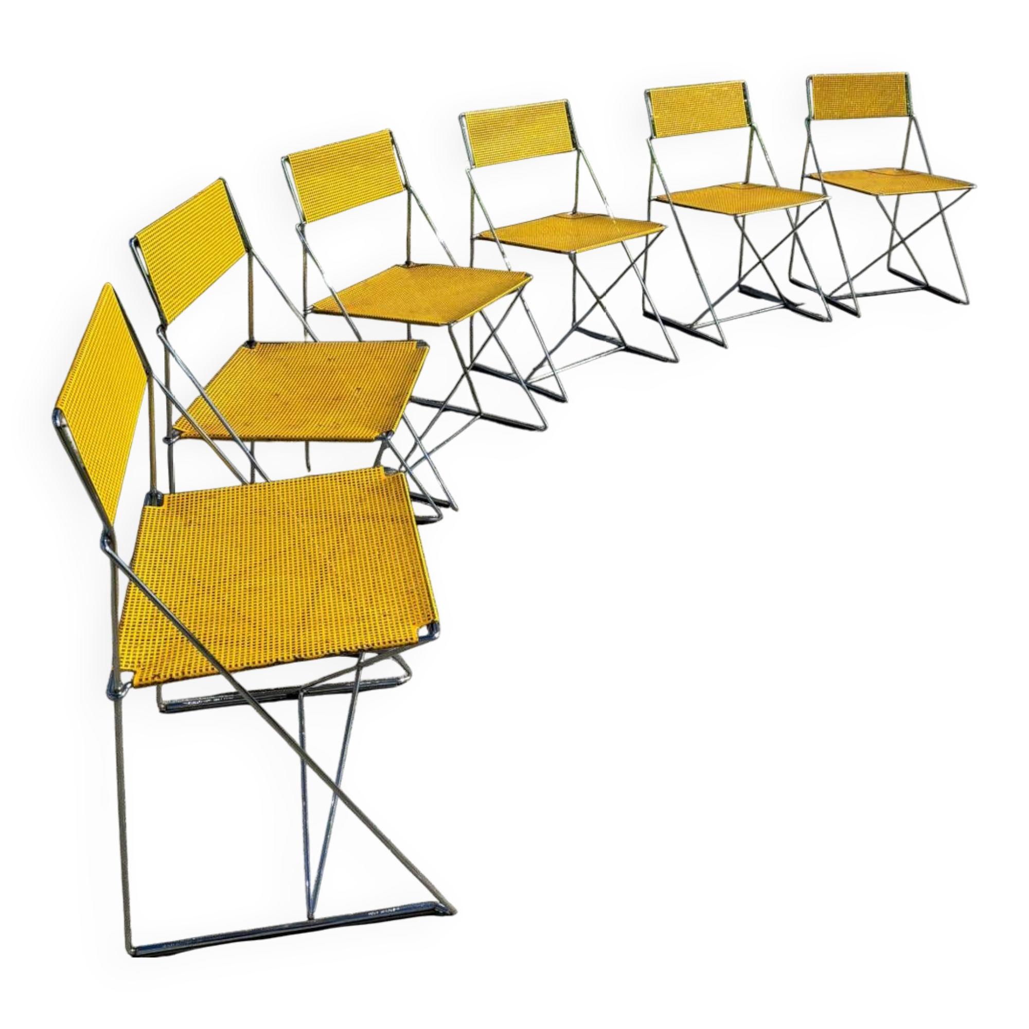 Set Of 6 Vintage Nuova X-line Design Chairs By Niels Jorgen Haugesen