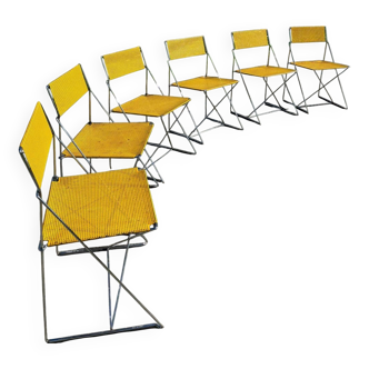 Set Of 6 Vintage Nuova X-line Design Chairs By Niels Jorgen Haugesen