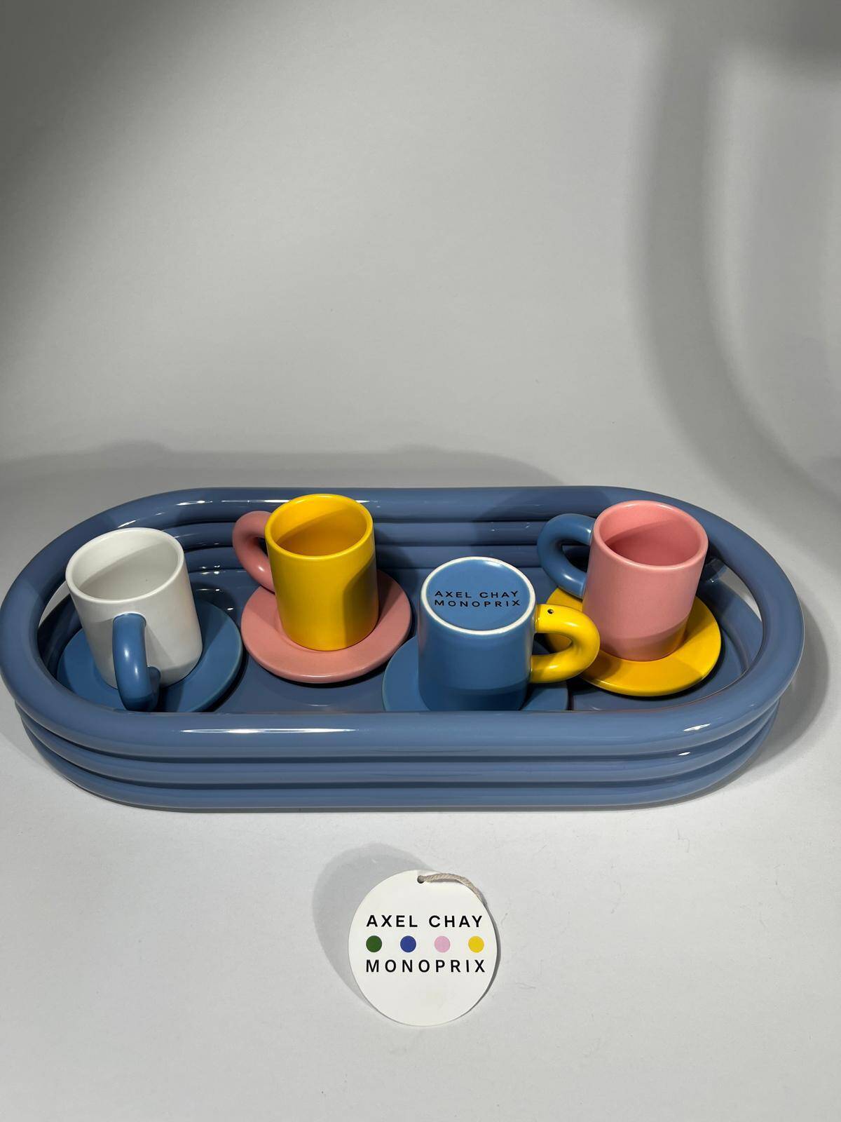 Axel Chay blue tray, cups and saucers