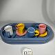 Axel Chay blue tray, cups and saucers