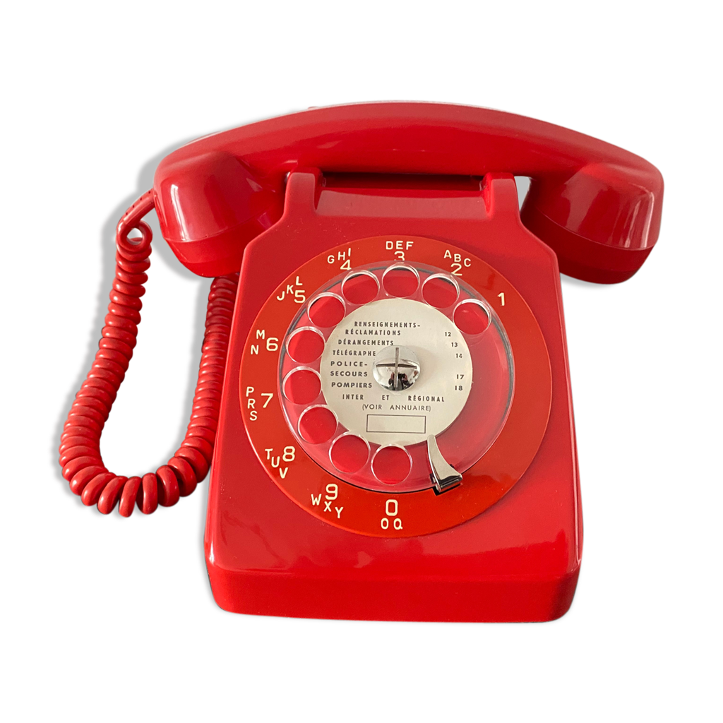 Téléphone Vintage Socotel S63 Rouge - Objet Déco Rétro Fonctionnel
