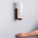 Cilindrical opal glass and bent wood wall lamp