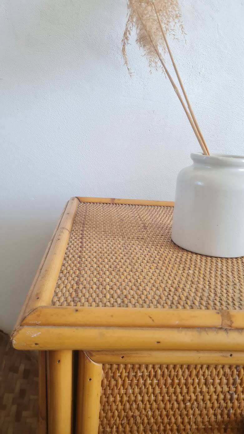 Vintage rattan chest of drawers