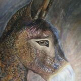 Blue donkey portrait painting