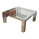 Table basse chromée avec son verre bisauté