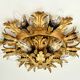 Plafonnier à deux niveaux en feuille d'or par Banci Firenze