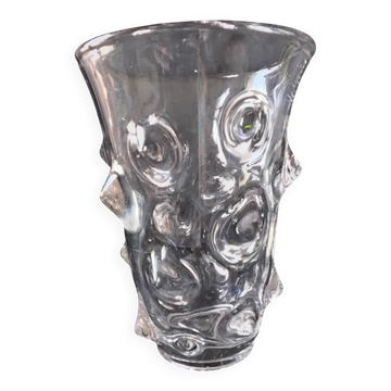 Vase en cristal decor pico années 1960-1970
