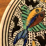 Vintage wall plate in hand-painted ceramic, 1970s.