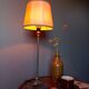 Silver metal living room lamp, cream shade, 1950s