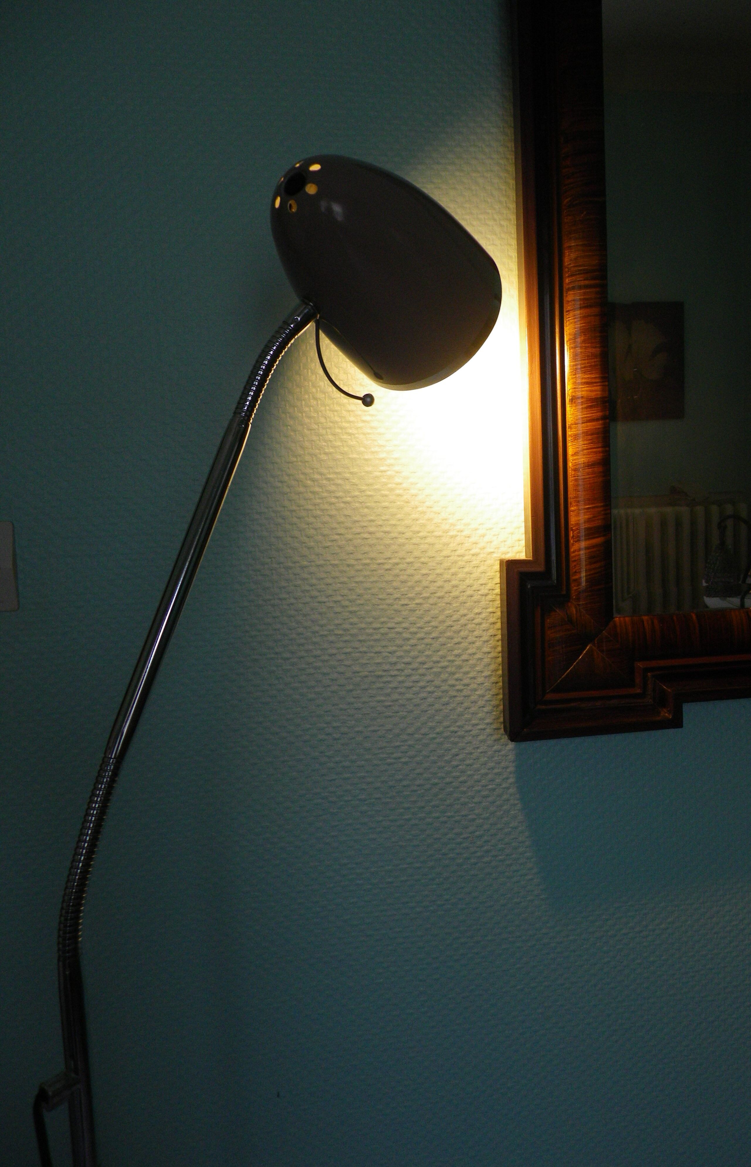 FLOOR lamp design COREP, lacquered steel taupe color, reclining