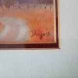 Ancien tableau au pastel de paysage vosgien signe antoine dugois