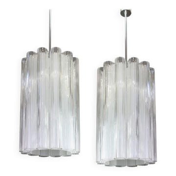 cylindrical suspensions with crystal glass by Doria, Germany, 1960s.