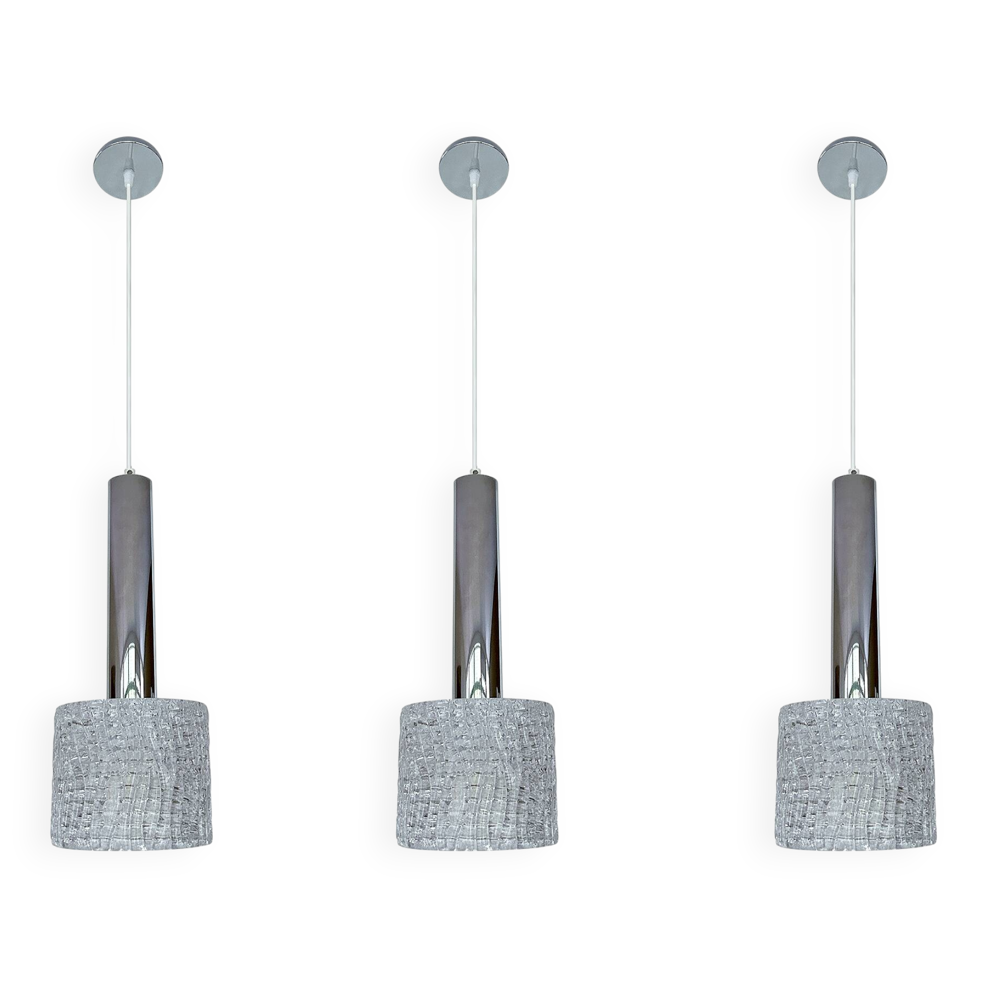 Set of 3 Vintage Murano Glass Pendant Lights