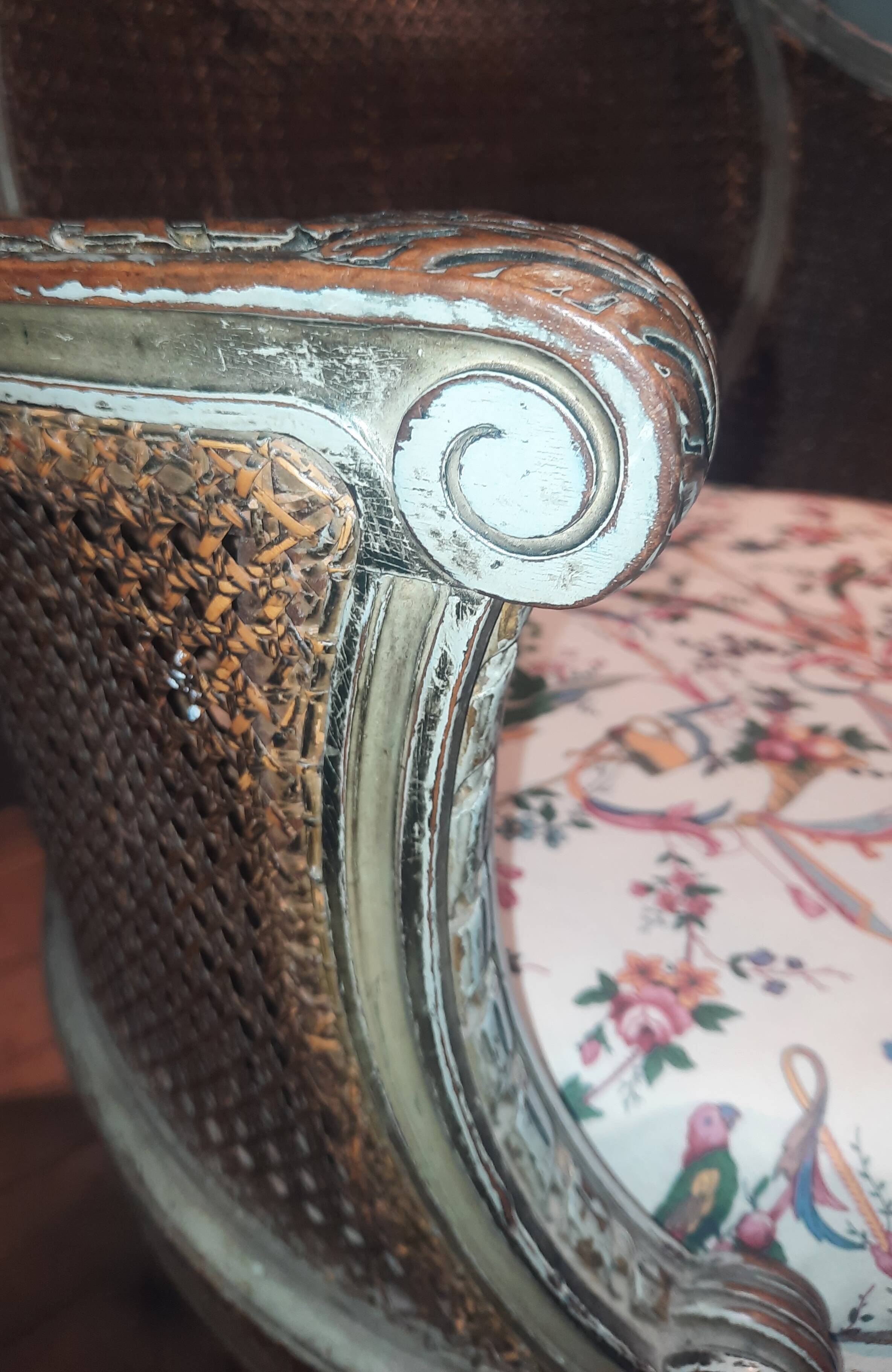Caned armchair in Louis XVI style
