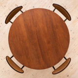 Mid Century Modern Dining Set, Round Table with 4 Fredrik Kayser Chairs