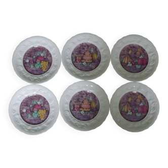 set of 6 Gien porcelain dessert plates