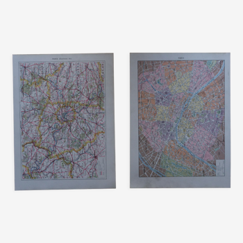 Original lithographs on Paris (maps)