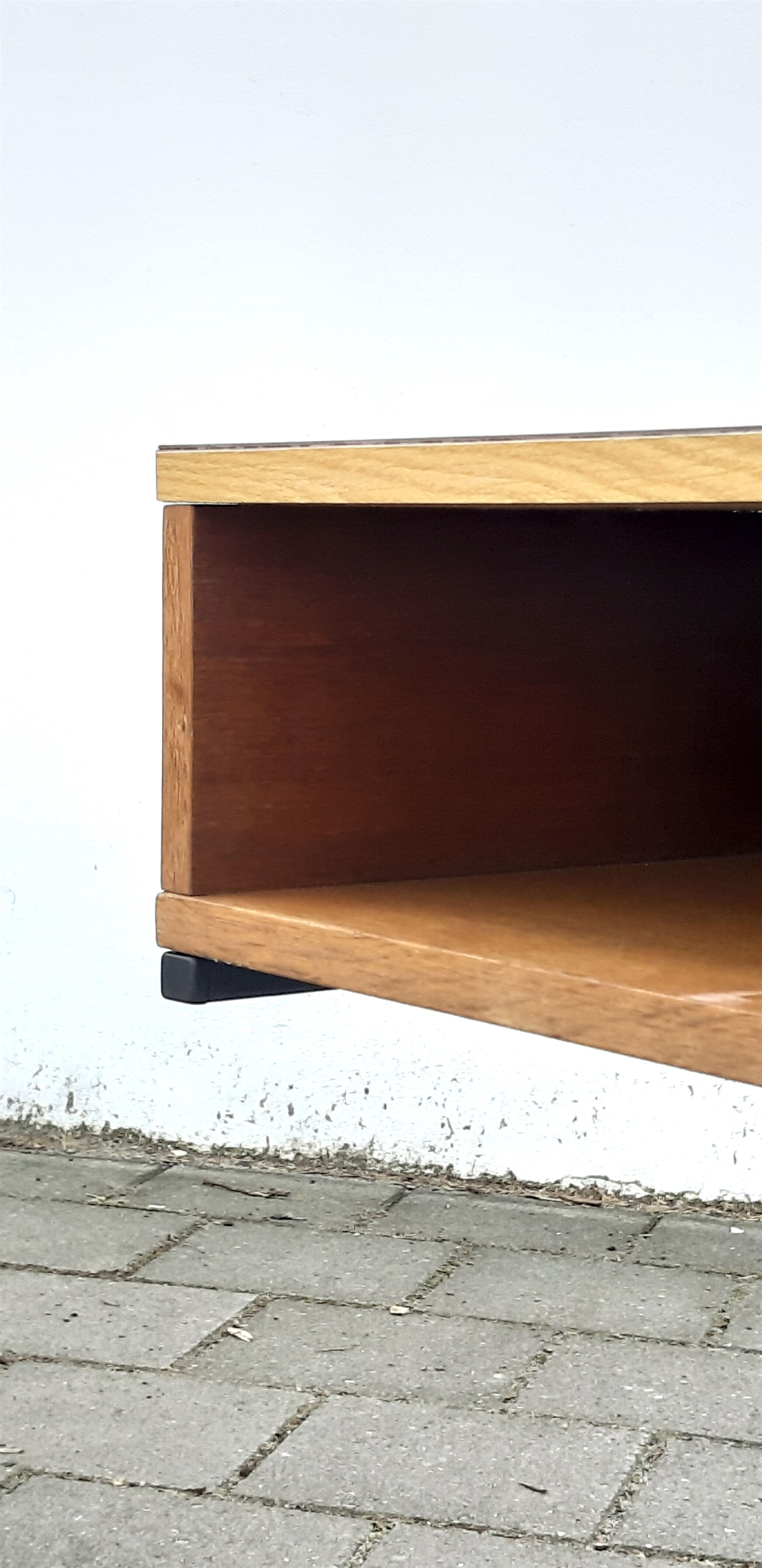 Pair of tables nightstands laminate and wood, 1950 s