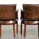 Characterful set of 6 cowhide dining chairs made of grained leather