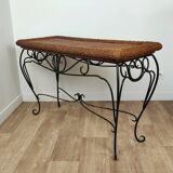 Rattan console and wrought iron