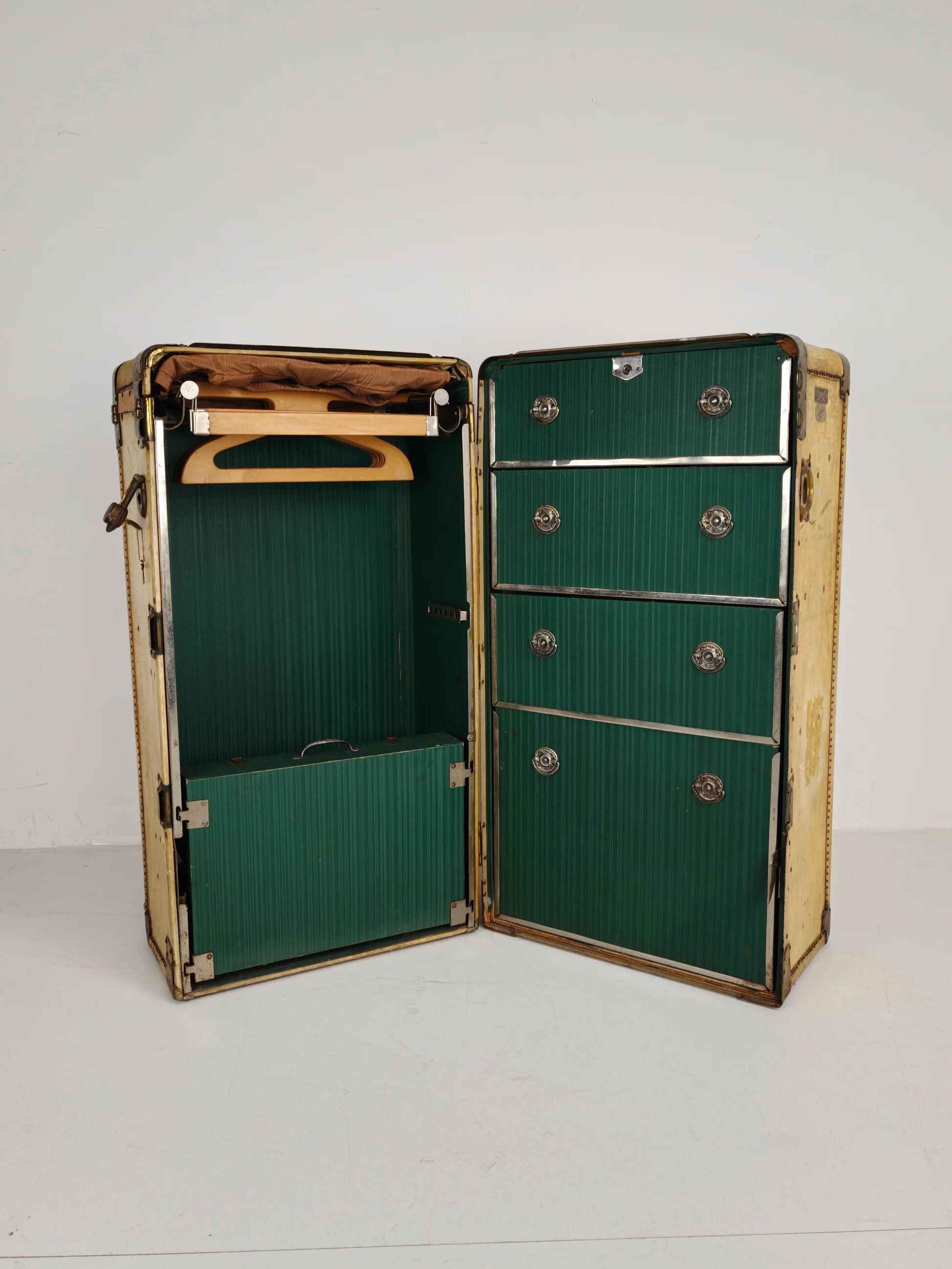 1930s wardrobe steamer trunk by Hartmann – goat skin chest