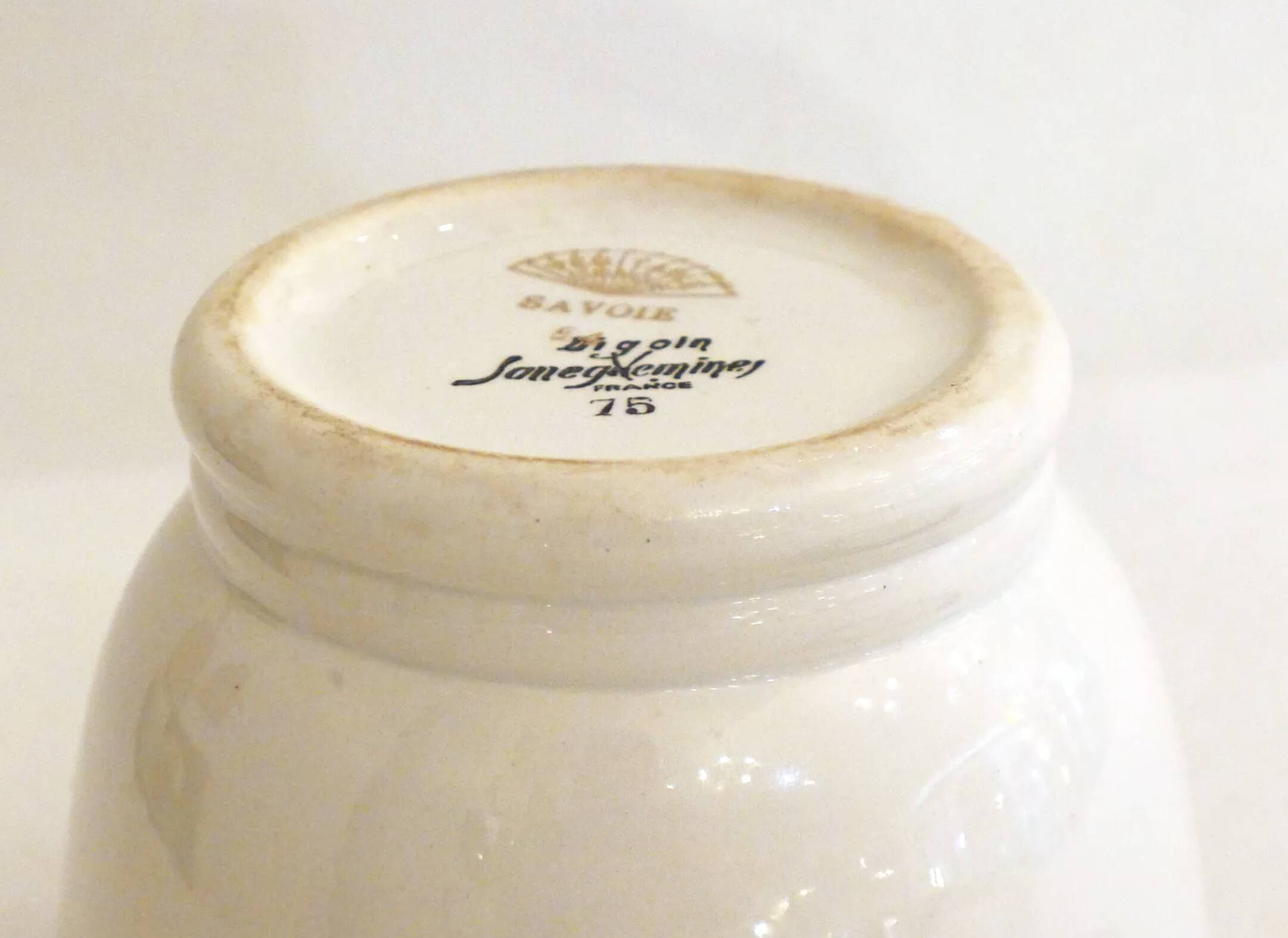 Sucrier Art déco en porcelaine Sarreguemines, années 20-30