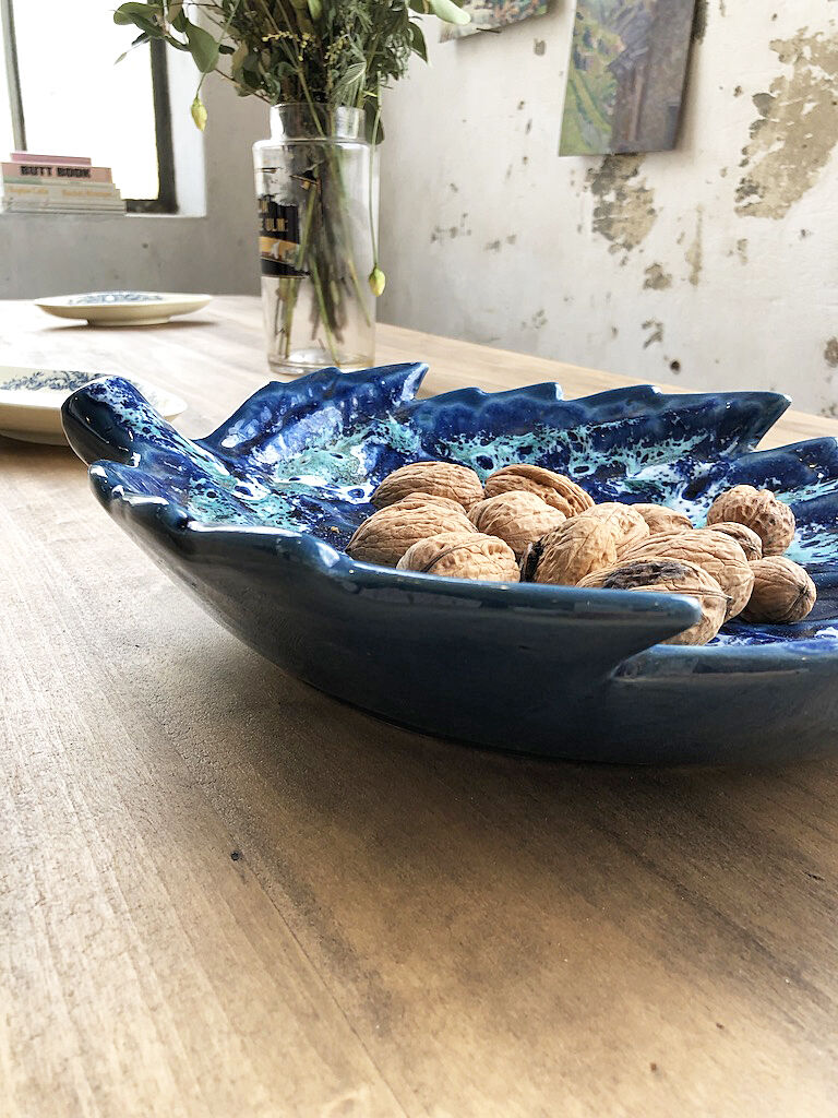 Vallauris blue ceramic sheet dish