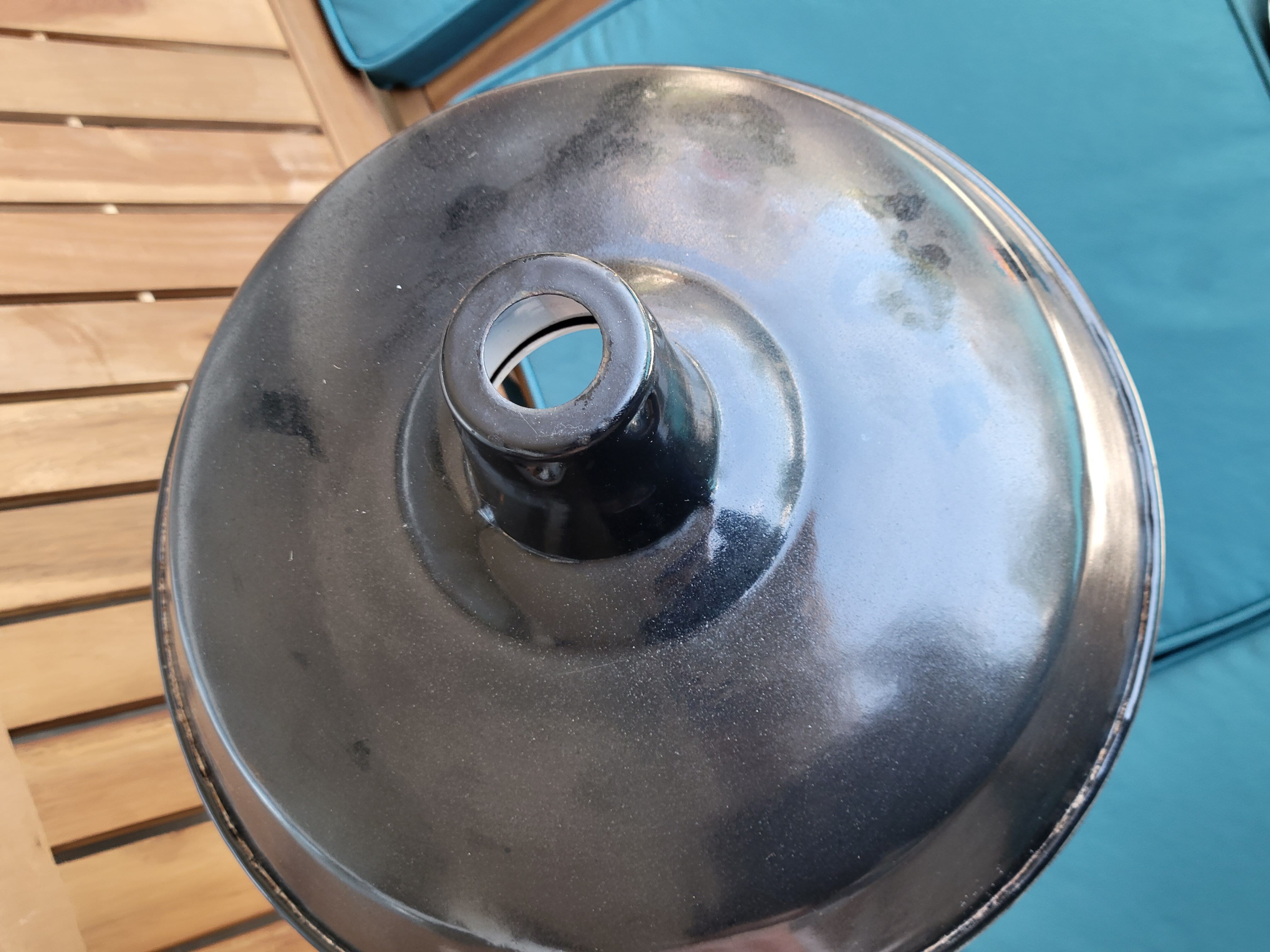 Pair of suspensions industrial lamp workshop lampshade in black enamelled metal