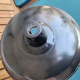 Pair of suspensions industrial lamp workshop lampshade in black enamelled metal