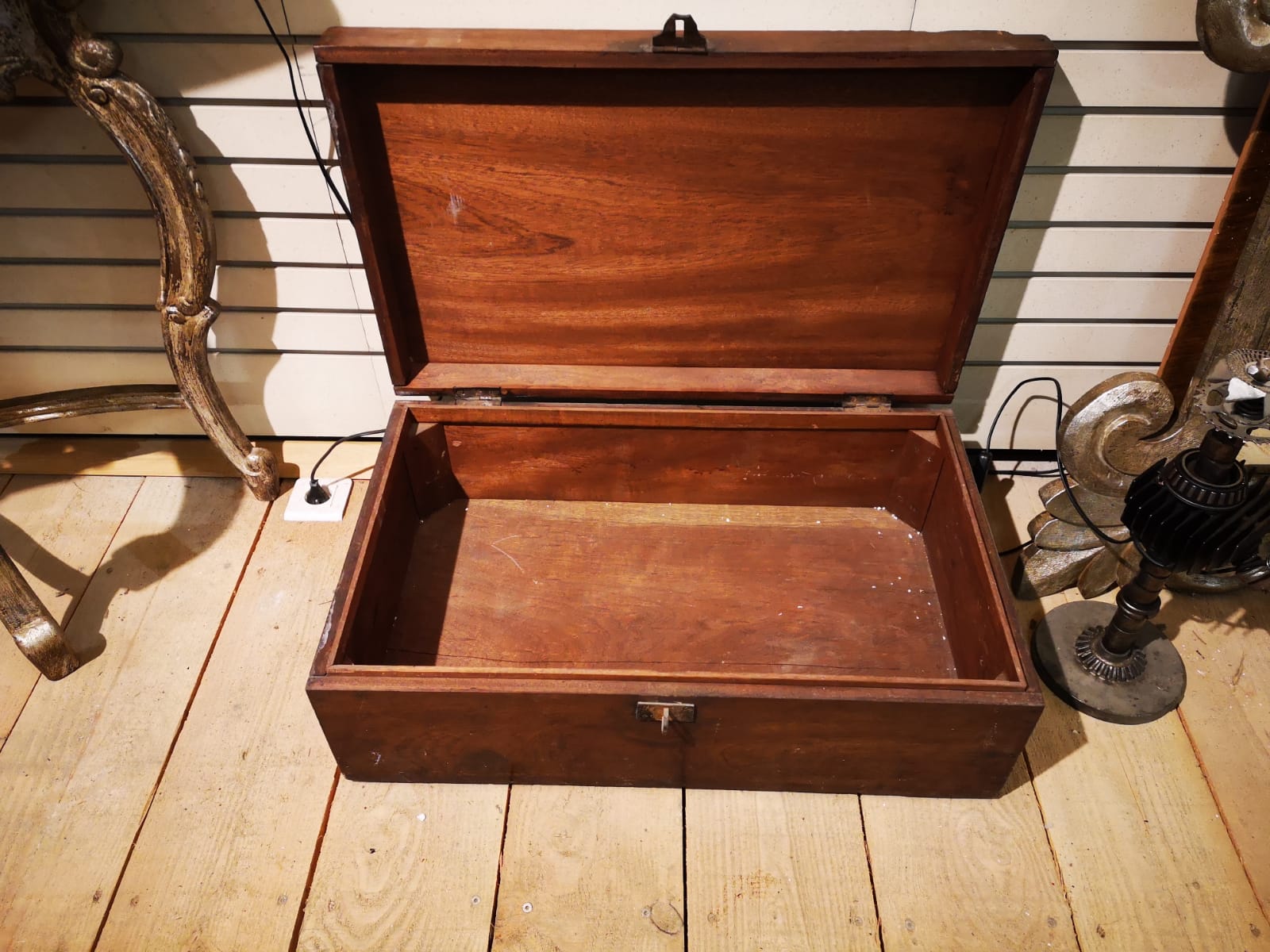 Old mahogany wooden trunk