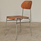 Set of 6 metal and wood school chairs  
Former Czechoslovakia 1960
