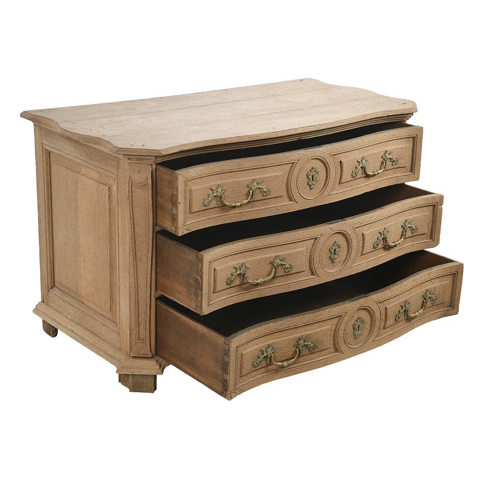 Louis XV chest of drawers with 3 drawers in raw wood