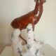 Statuette 43cm chamois on a snowy rock - polychrome ceramic