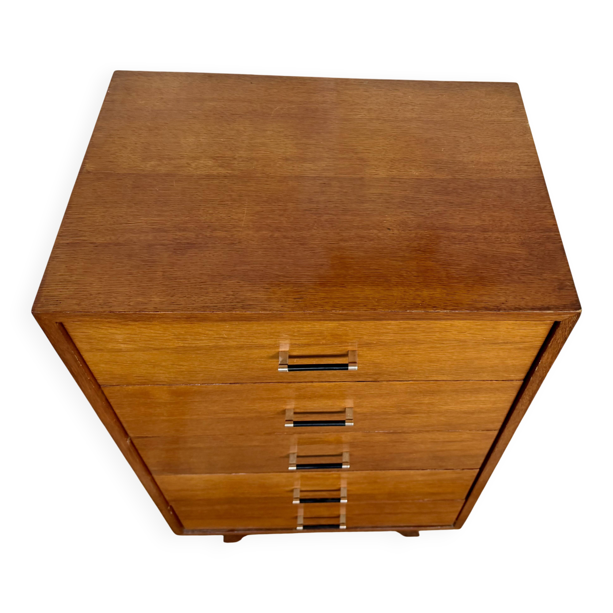 Vintage honey oak chest of drawers – Compass legs