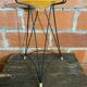 Antique Tripod Side Table Black Metal & Yellow Glass Bowl Years