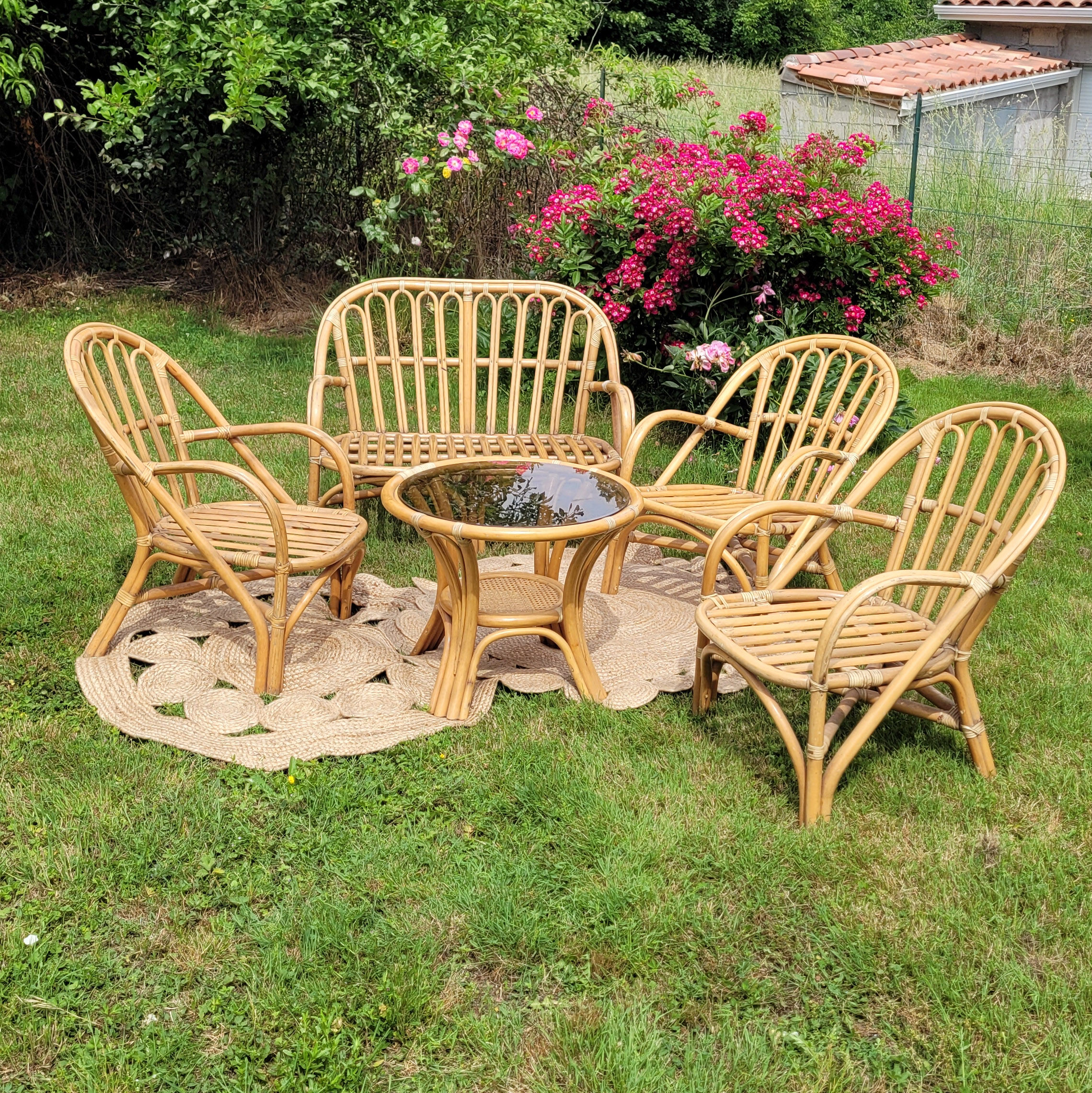 Vintage rattan garden furniture
