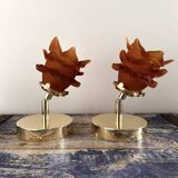 Pair of amber tulip wall sconces