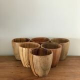 Set of 6 wooden cups
