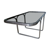 Smoked glass table, metal structure